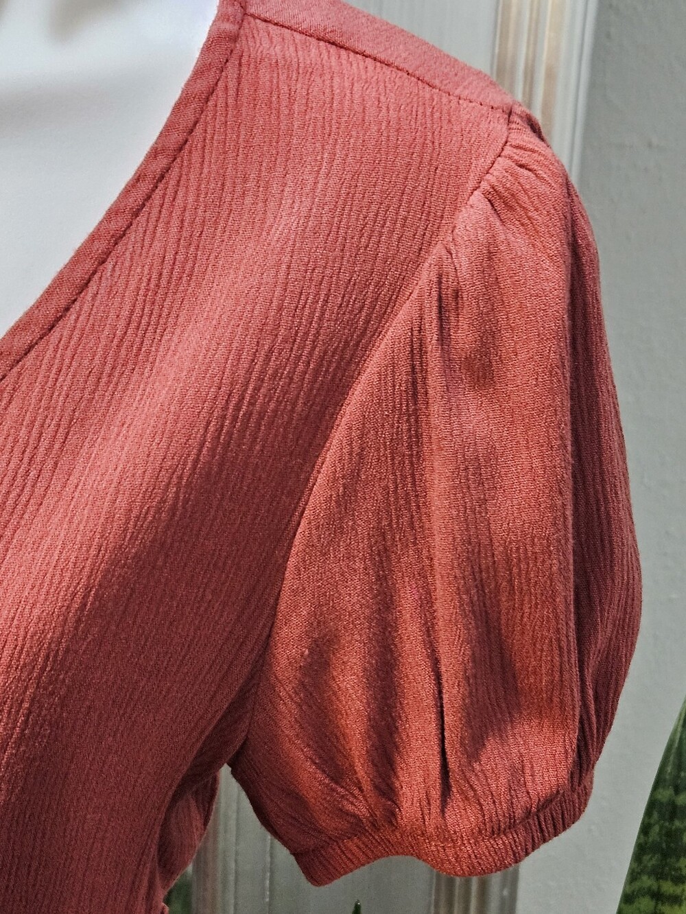 Button-Front Peplum Top - Picture 3 of 3